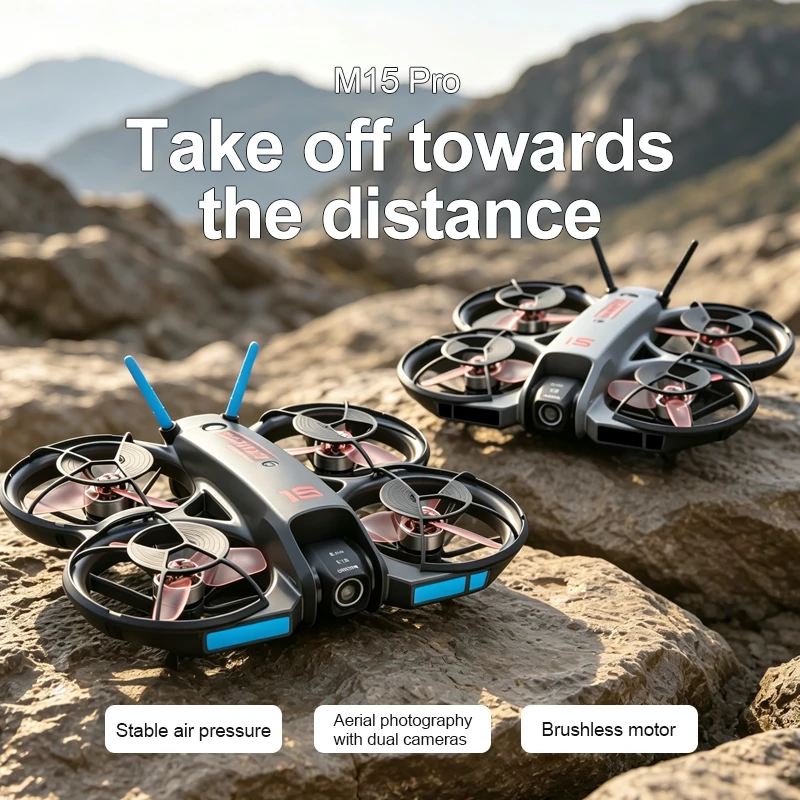 Drone Battery Case - 2026年型 新しいM15 FPVドローン。画面付き、ブラシレスモーター搭載、光学フローによる位置決め、HDカメラ、初心者向けRCクアッドコプター玩具。