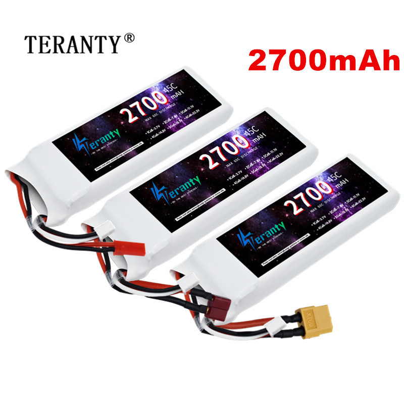 Drone Battery 3S - Tプラグ付きLiPoバッテリー、rc、fpv、飛行機、ヘリコプター、ドローン、タンク、モデルレーシングカー、ホビー、jst、xt60、2s、7.4v、2700mah、45c、1個、3個