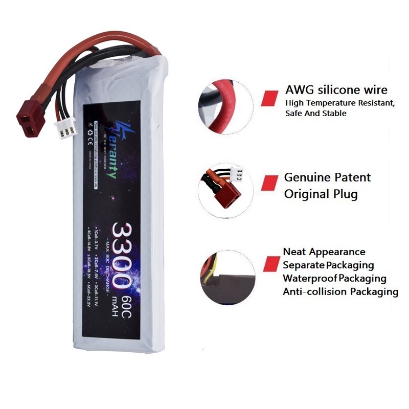 2S 7.4V リポバッテリー 3300mAh 60C 車  - Drone Battery 3S のレビューと価格